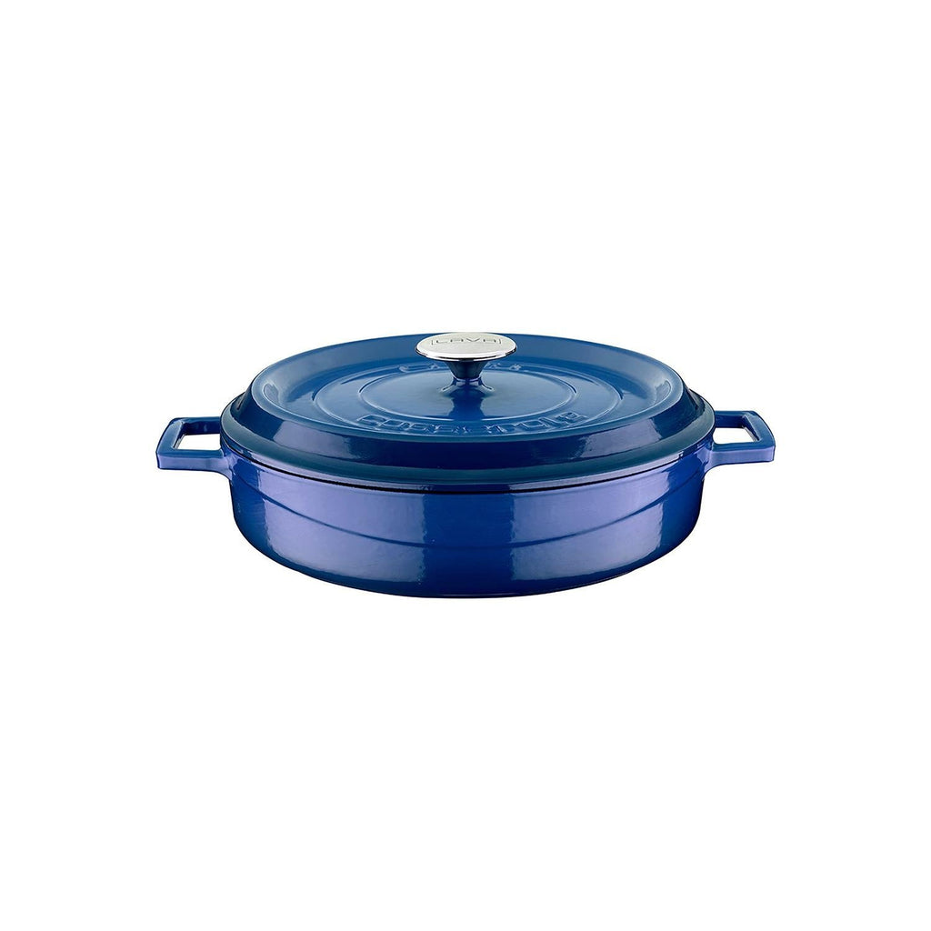 Turgla Cast Iron dia.11Inch  h:2Inch  3.75 qt. Round Blue Cast Iron Dutch Oven SKU: TTMNS28CBL