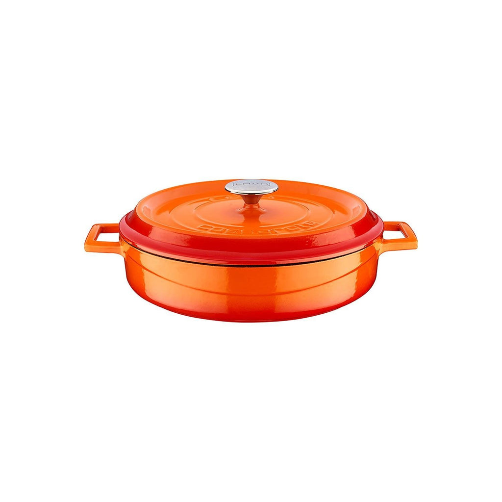 Turgla Cast Iron dia.11Inch  h:2Inch  3.75 qt. Round Orange Cast Iron Dutch Oven SKU: TTMNS28ORG
