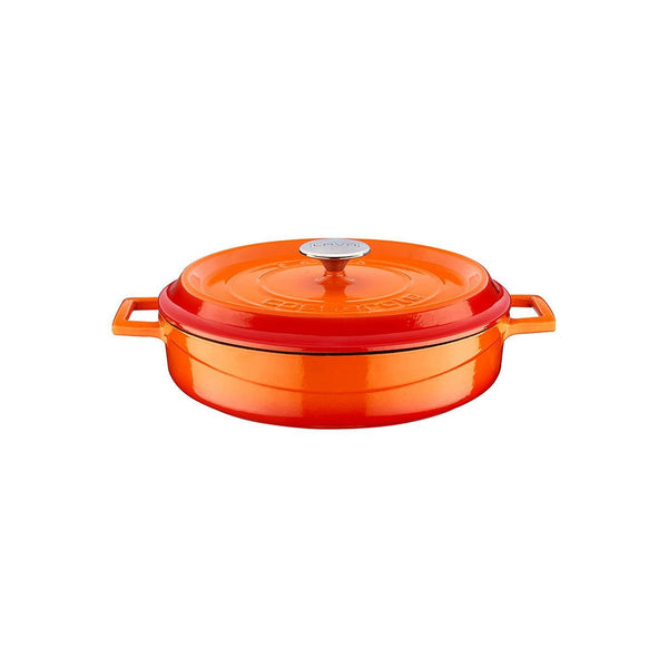 Turgla Cast Iron dia.11Inch  h:2Inch  3.75 qt. Round Orange Cast Iron Dutch Oven SKU: TTMNS28ORG