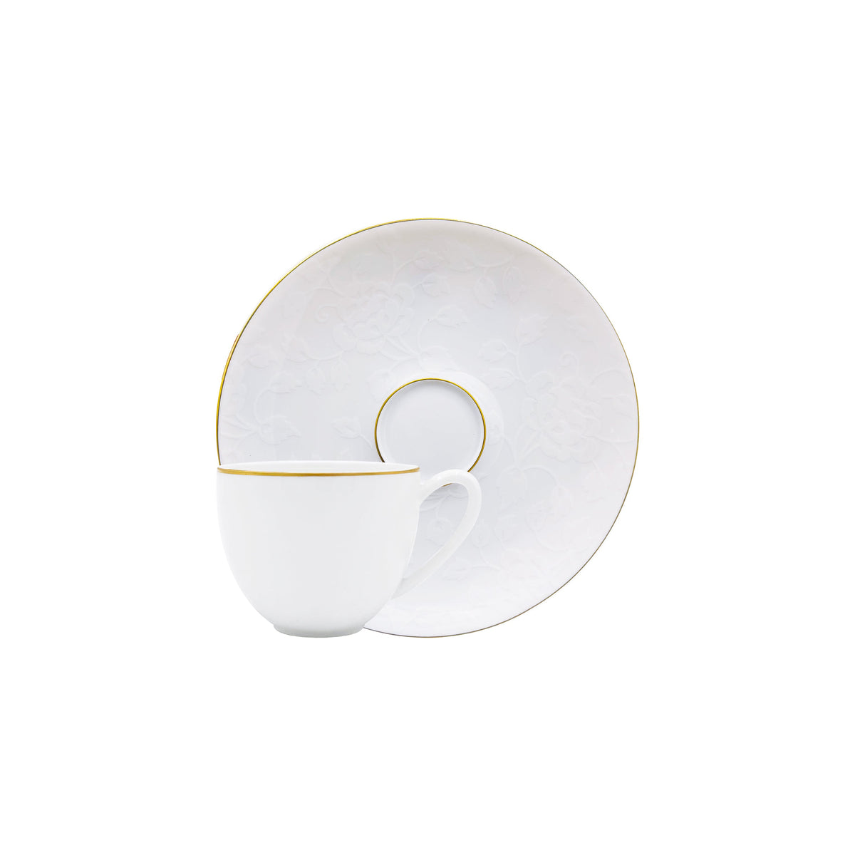 Jl Coquet THISTLES White with Gold Trim - Coffee Cup and Saucer - 4.1 fl oz SKU: HOR3015BBA013