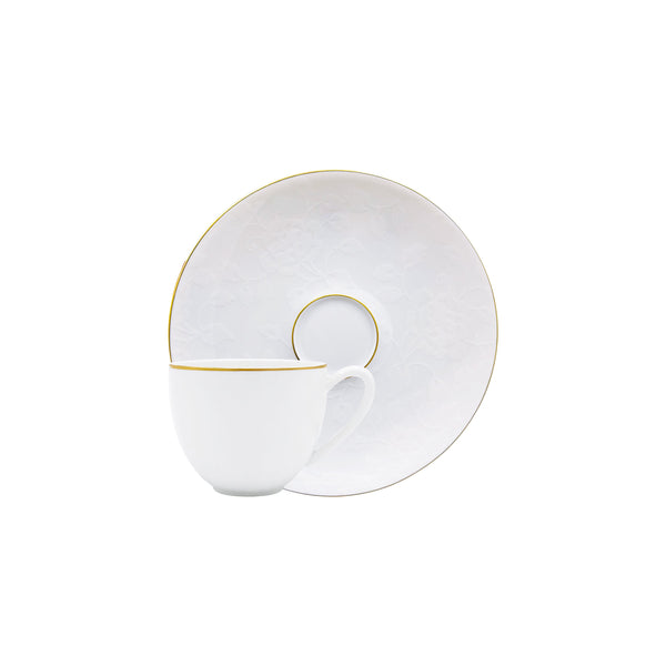 Jl Coquet THISTLES White with Gold Trim - Coffee Cup and Saucer - 4.1 fl oz SKU: HOR3015BBA013