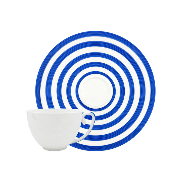 Jl Coquet HEMISPHERE Striped Royal Blue - Extra Coffee Cup and Saucer - 6.8 fl oz SKU: HEM3017BS0094