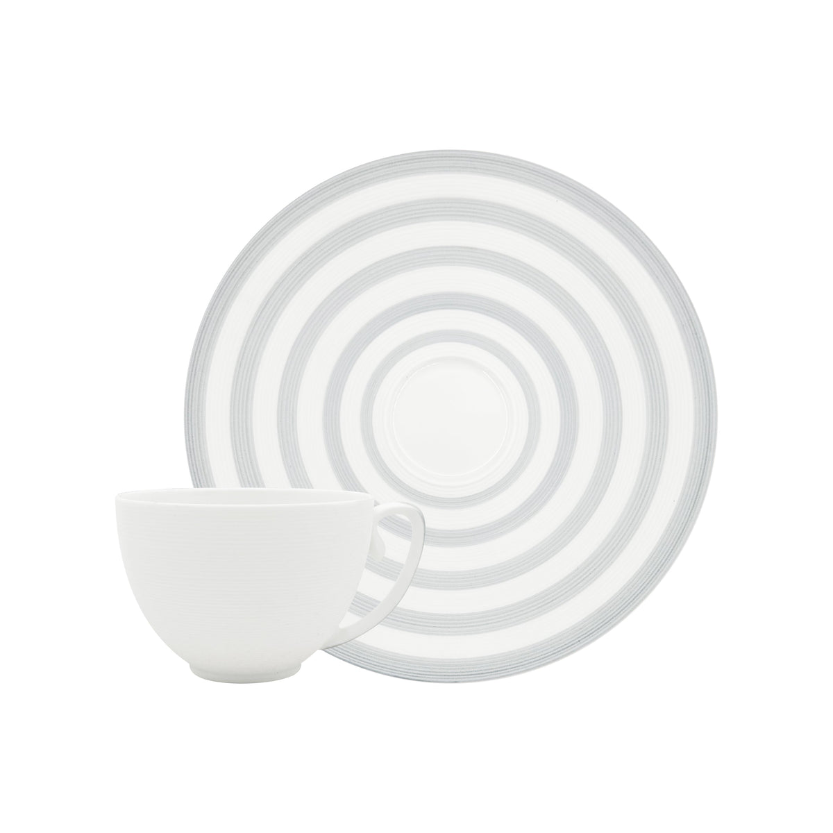 Jl Coquet HEMISPHERE Striped Grey - Extra Coffee Cup and Saucer - 6.8 fl oz SKU: HEM3017BS0079