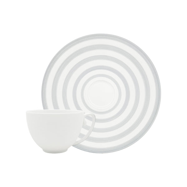 Jl Coquet HEMISPHERE Striped Grey - Extra Coffee Cup and Saucer - 6.8 fl oz SKU: HEM3017BS0079