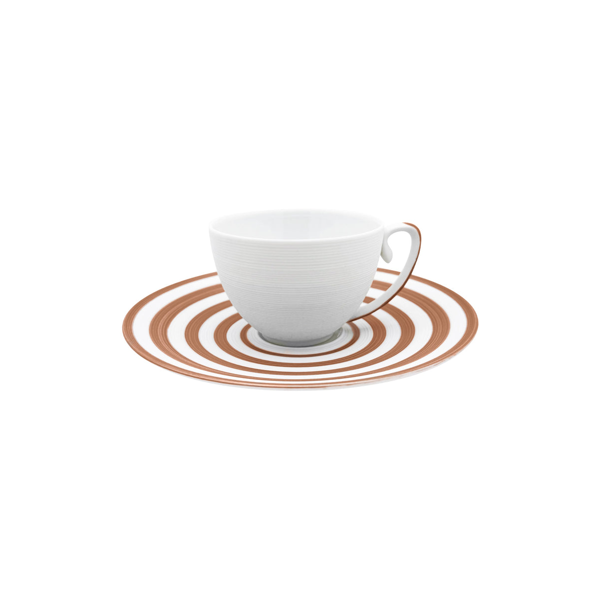 Jl Coquet HEMISPHERE Striped Metallic Pink - Extra Coffee Cup and Saucer - 6.8 fl oz SKU: HEM3017BS0149