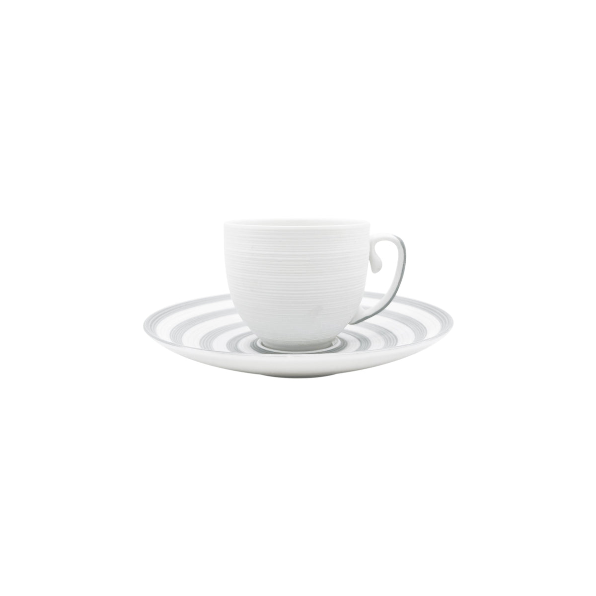 Jl Coquet HEMISPHERE Striped Grey - Coffee Cup and Saucer - 4.1 fl oz SKU: HEM3015BS0079