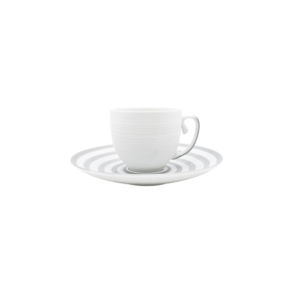 Jl Coquet HEMISPHERE Striped Grey - Coffee Cup and Saucer - 4.1 fl oz SKU: HEM3015BS0079