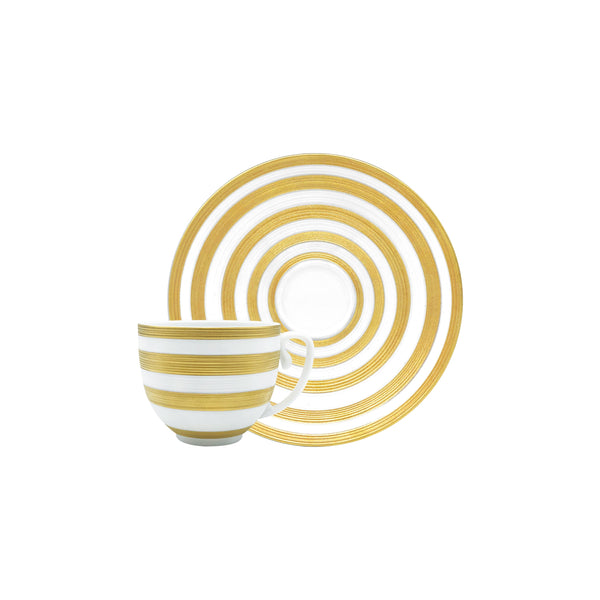 Jl Coquet HEMISPHERE Striped Gold - Coffee Cup and Saucer - 4.1 fl oz SKU: HEM3015BSA055