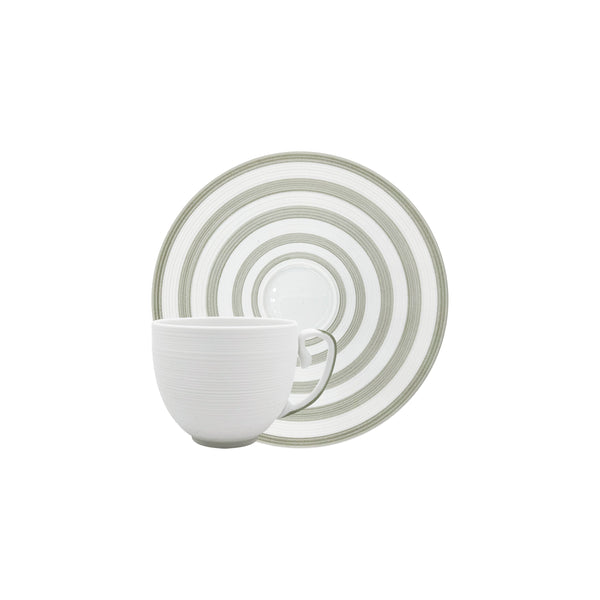 Jl Coquet HEMISPHERE Striped Khaki Green - Coffee Cup and Saucer - 4.1 fl oz SKU: HEM3015BS0083