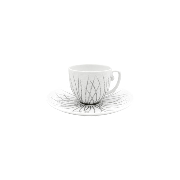 Jl Coquet HEMISPHERE Platinum Tundra - Coffee Cup and Saucer - 4.1 fl oz SKU: HEM3015BSP033