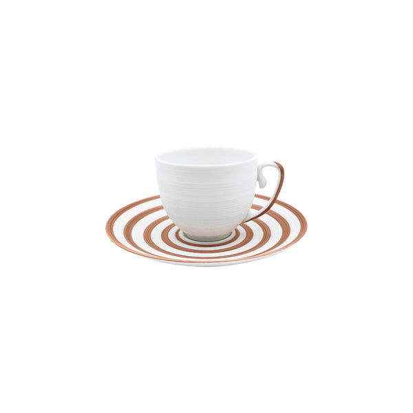 Jl Coquet HEMISPHERE Striped Metallic Pink - Coffee Cup and Saucer - 4.1 fl oz SKU: HEM3015BS0149