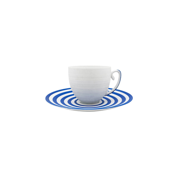 Jl Coquet HEMISPHERE Striped Royal Blue - Coffee Cup and Saucer - 4.1 fl oz SKU: HEM3015BS0094