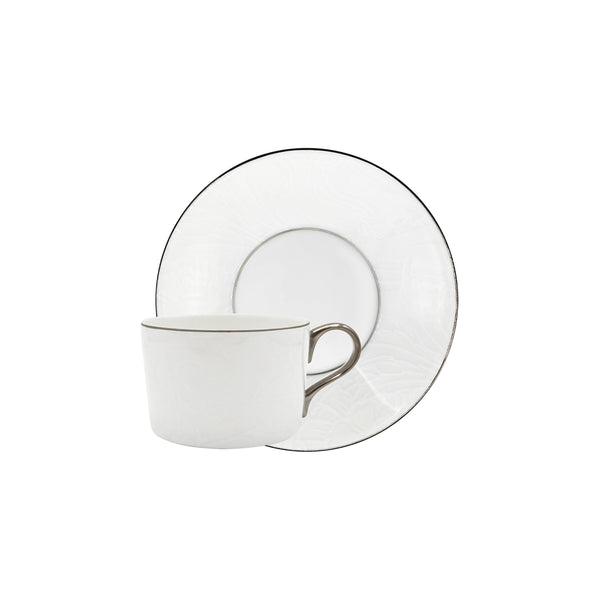 Jl Coquet Indian White on White Platinum Trim - Tea Cup and Saucer - 5.4 fl oz SKU: CYL3024BBP054