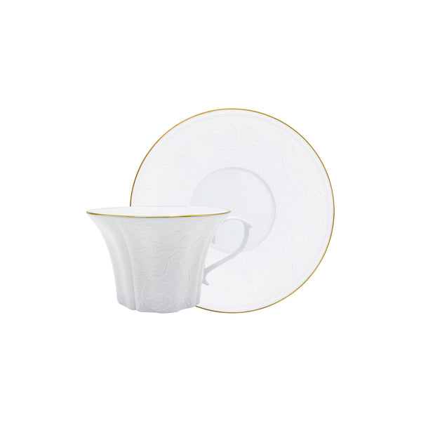 Jl Coquet SWAN White with Gold Trim - Coffee Cup and Saucer - 5.4 fl oz SKU: SWA3015BSA078