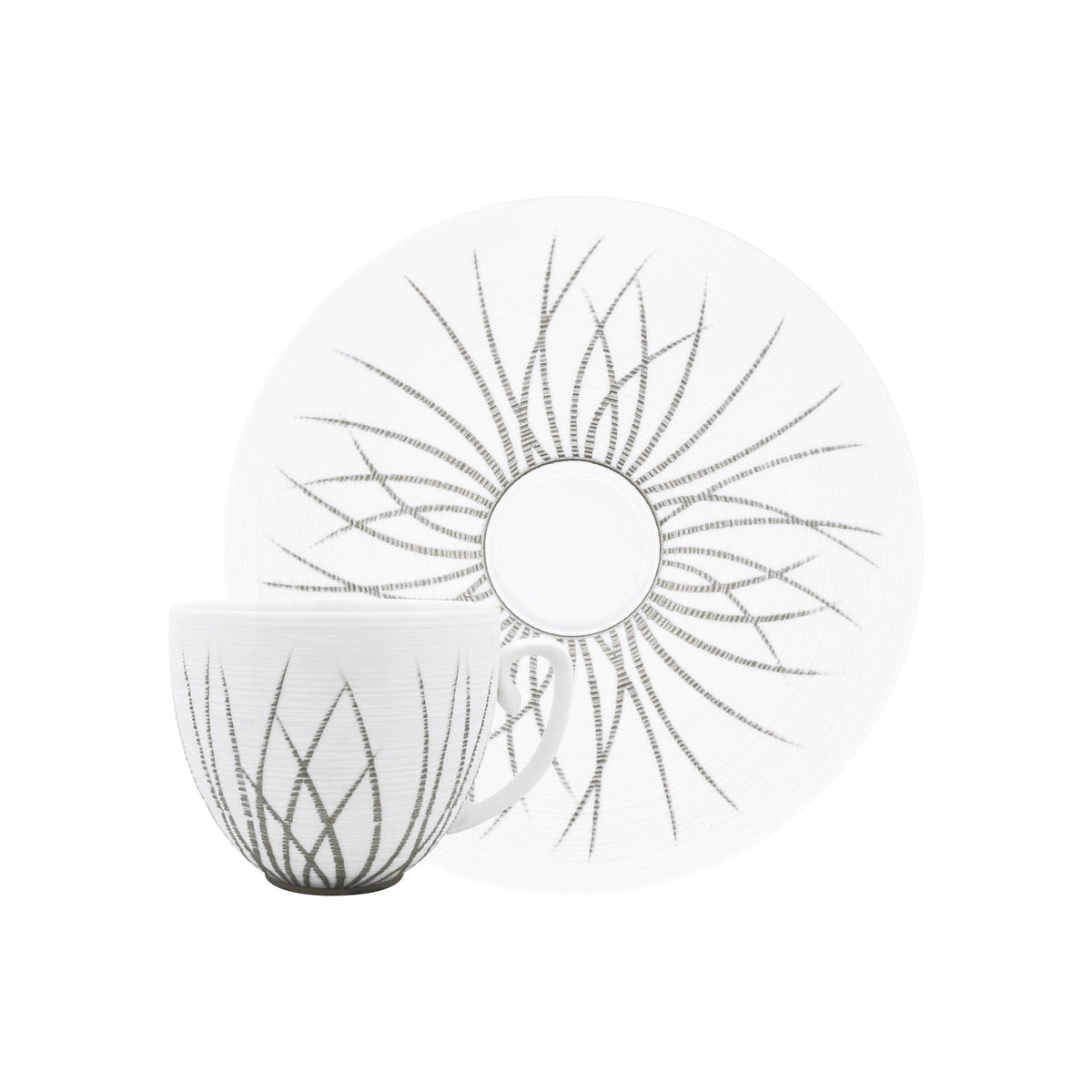 Jl Coquet HEMISPHERE Platinum Tundra - Cappuccino cup and saucer - 7.8 fl oz SKU: HEM3020BSP033