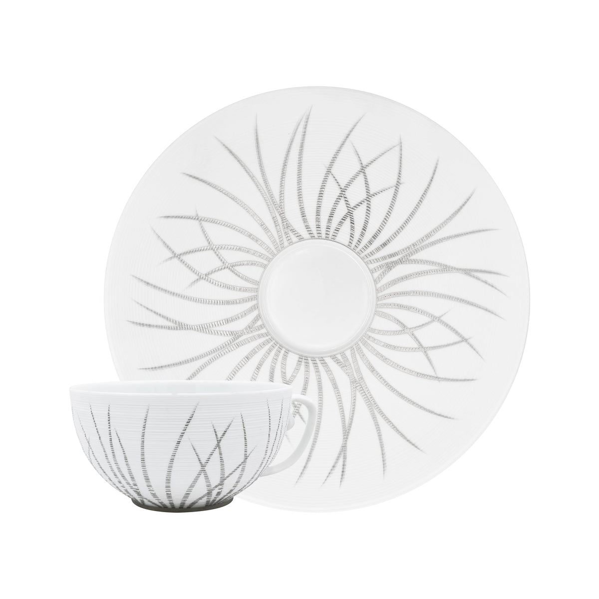 Jl Coquet HEMISPHERE Platinum Tundra - Breakfast Cup and Saucer - 11.8 fl oz SKU: HEM3021BSP033