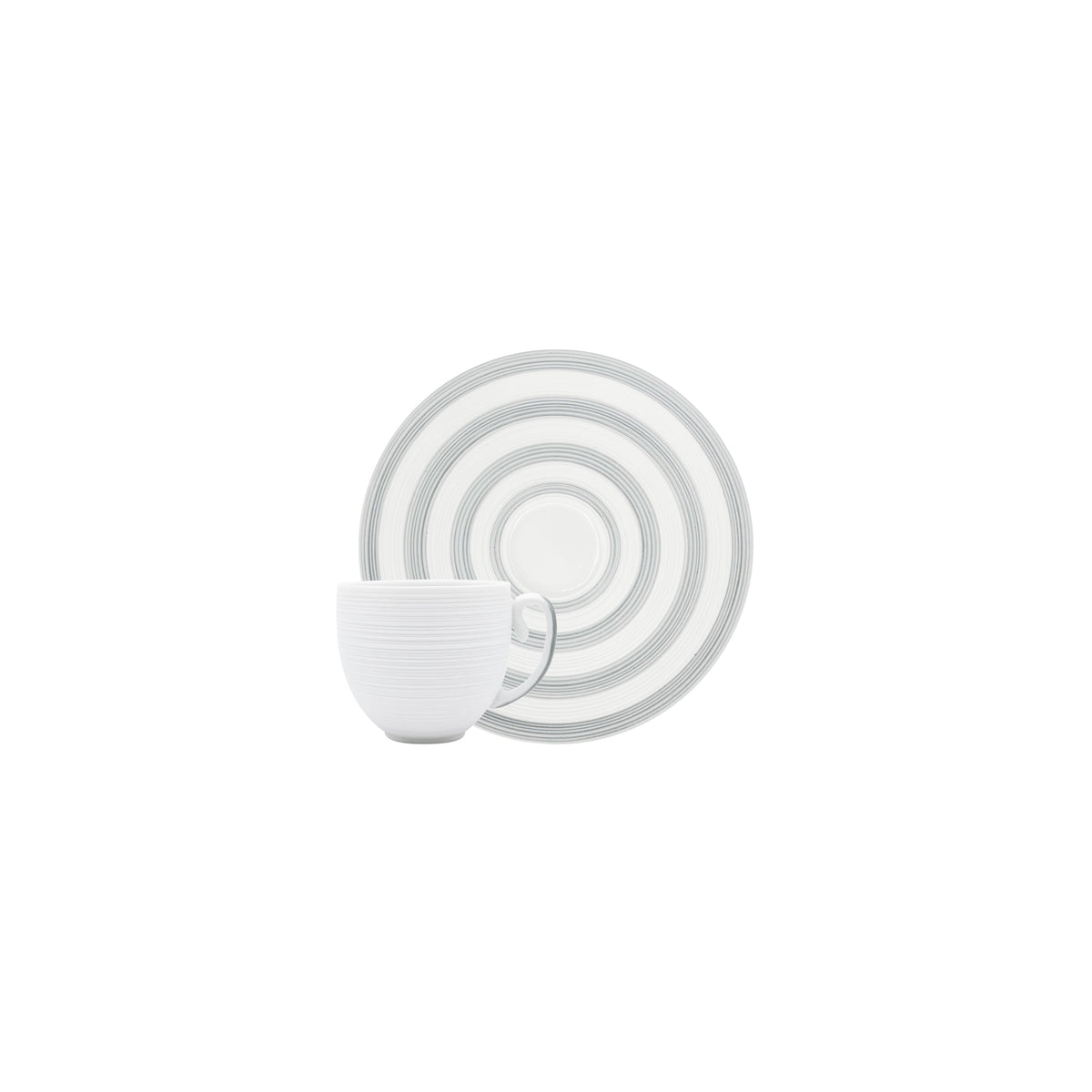 Jl Coquet HEMISPHERE Striped Grey - Mocha Cup and Saucer - 2.4 fl oz SKU: HEM3022BS0079