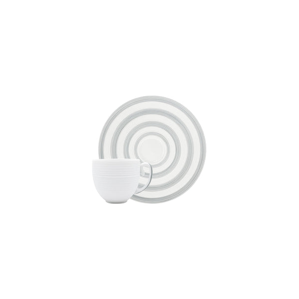 Jl Coquet HEMISPHERE Striped Grey - Mocha Cup and Saucer - 2.4 fl oz SKU: HEM3022BS0079