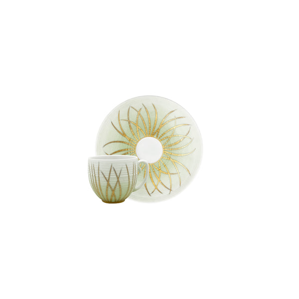 Jl Coquet HEMISPHERE Tundra Spring - Mocha cup and saucer - 2.4 fl oz SKU: HEM3022BSA061