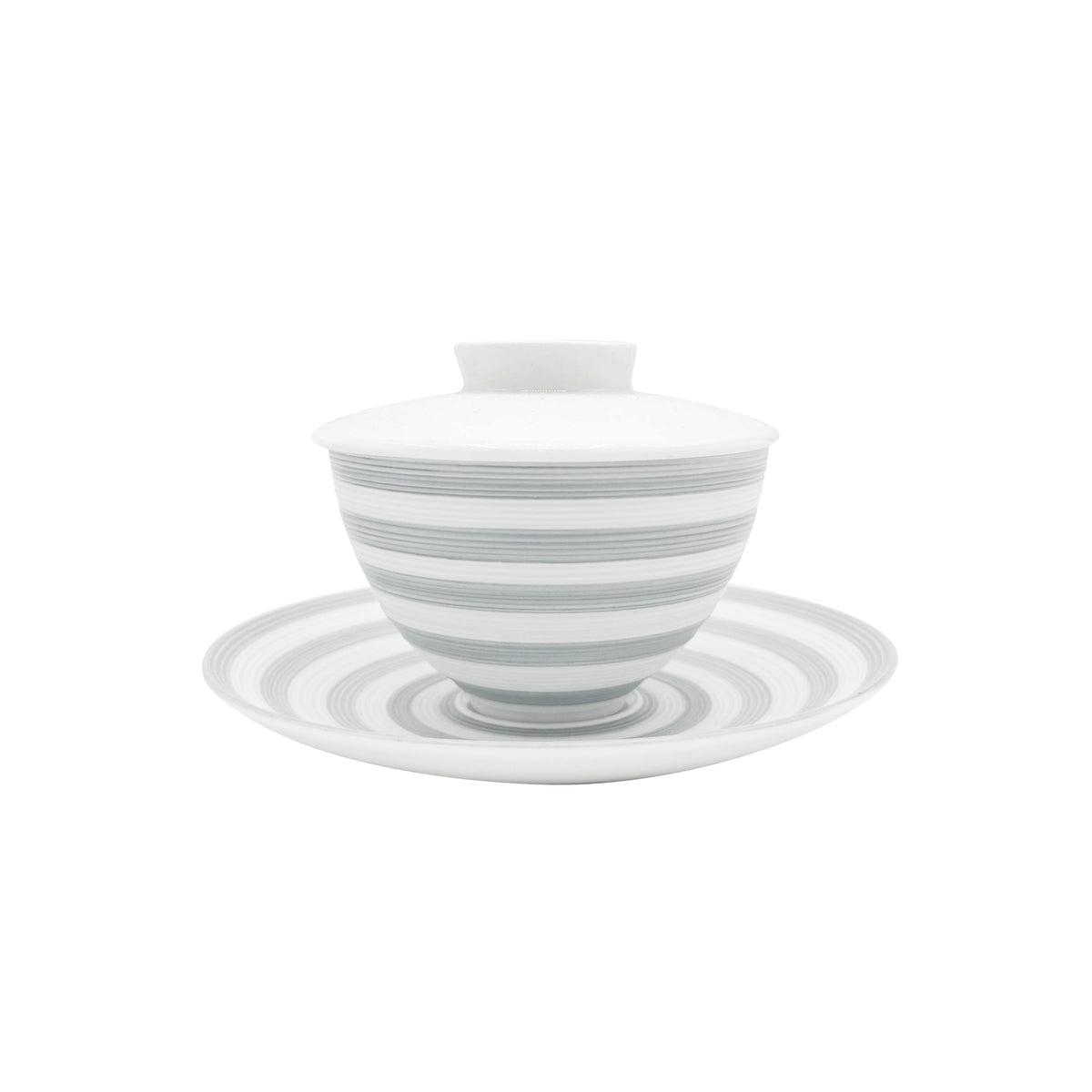 Jl Coquet HEMISPHERE Striped Grey - Asian tea cup and saucer (lid included) - 5.1 fl oz SKU: HEM3025BS0079