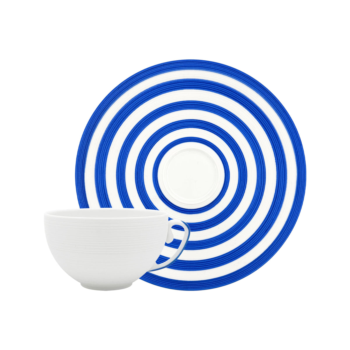 Jl Coquet HEMISPHERE Striped Royal Blue - Teacup and Saucer - 7.4 fl oz SKU: HEM3024BS0094