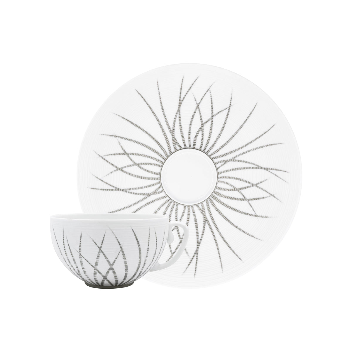 Jl Coquet HEMISPHERE Platinum Tundra - Teacup and Saucer - 7.4 fl oz SKU: HEM3024BSP033
