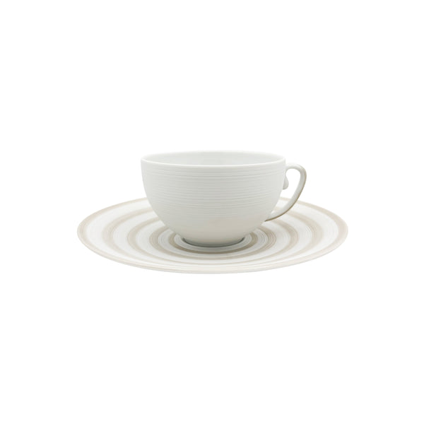 Jl Coquet Hemisphere Striped Vanilla - Teacup and Saucer - 7.4 fl oz SKU: HEM3024BS0082