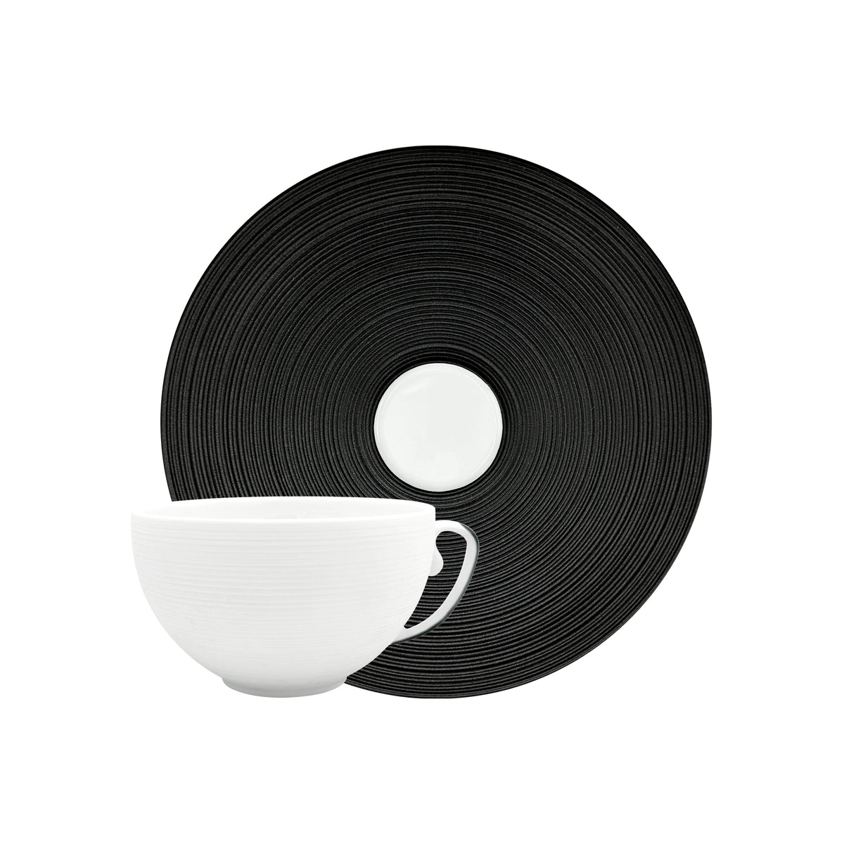 Jl Coquet HEMISPHERE Black Bakelite - Tea Cup and Saucer - 7.4 fl oz SKU: HEM3024BS0167