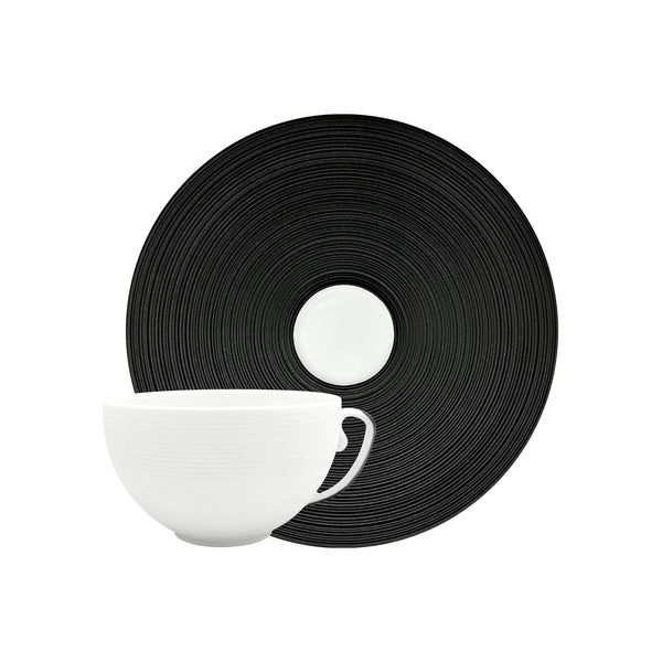 Jl Coquet HEMISPHERE Black Bakelite - Tea Cup and Saucer - 7.4 fl oz SKU: HEM3024BS0167