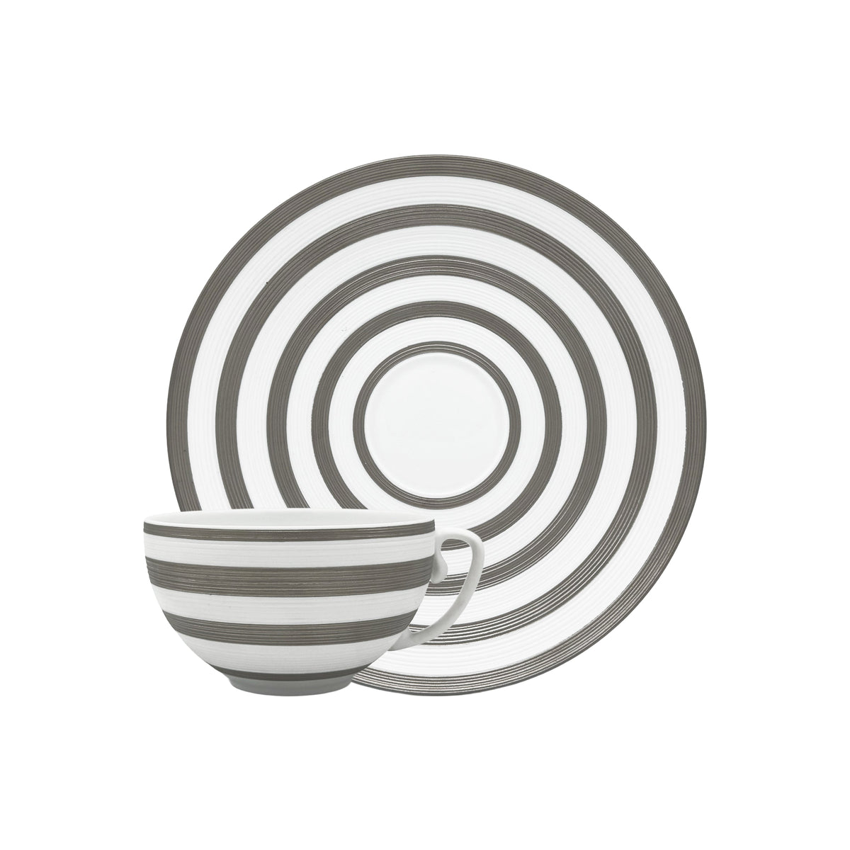 Jl Coquet HEMISPHERE Striped Platinum - Teacup and Saucer - 7.4 fl oz SKU: HEM3024BSP028