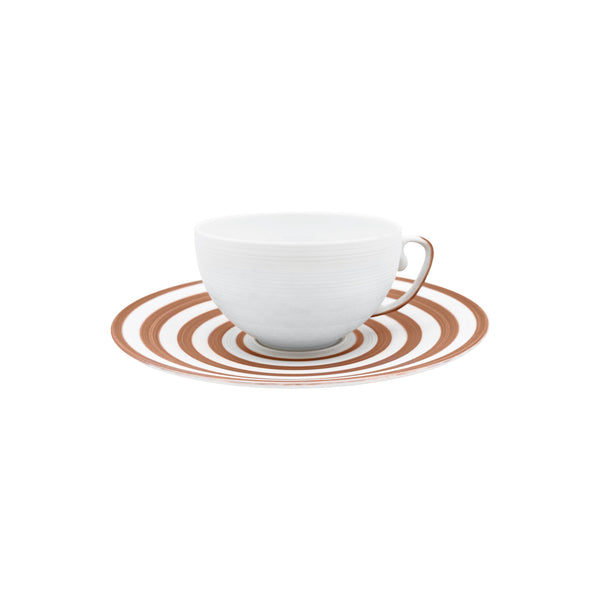 Jl Coquet HEMISPHERE Striped Metallic Pink - Tea Cup and Saucer - 7.4 fl oz SKU: HEM3024BS0149