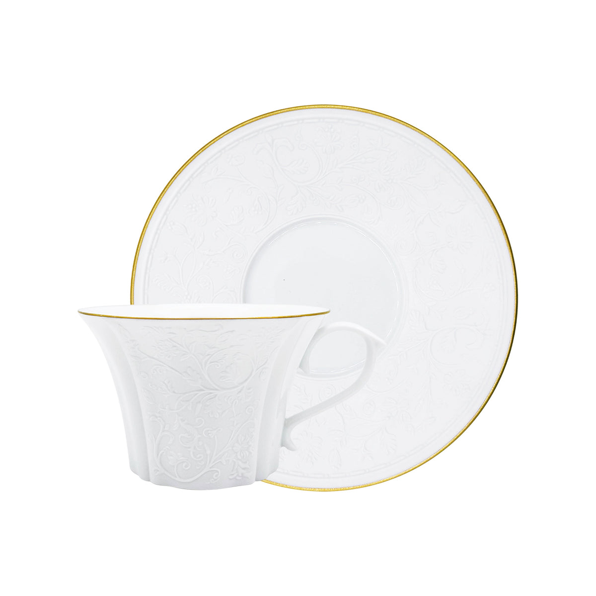 Jl Coquet SWAN White with Gold Trim - Teacup and Saucer - 7.8 fl oz SKU: SWA3024BSA078