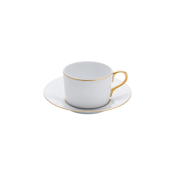 Jl Coquet Indian White on White with Gold Trim - Teacup and Saucer - 5.4 fl oz SKU: CYL3024BBA106