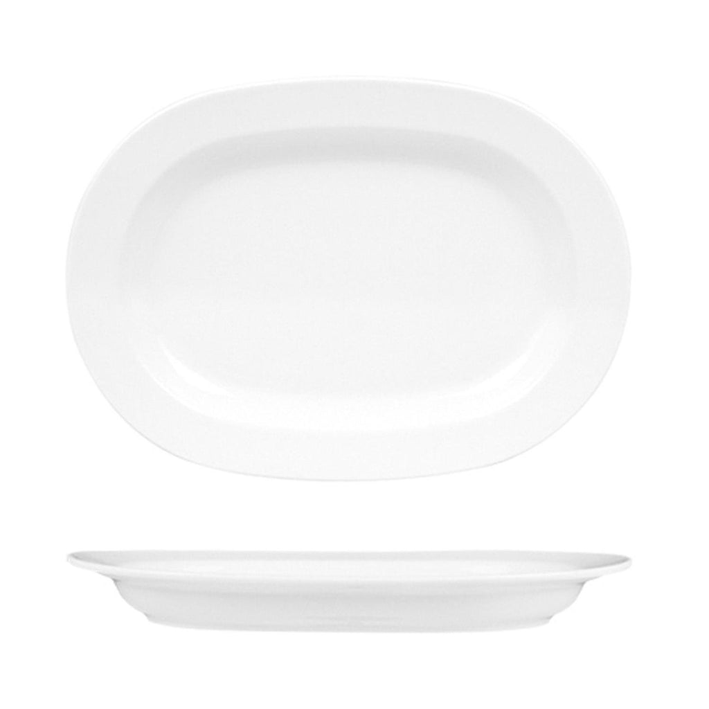 Turgla Delta 11Inch  x 8Inch  x h:1.25Inch  Oval White Porcelain Platter SKU: VO28KY00