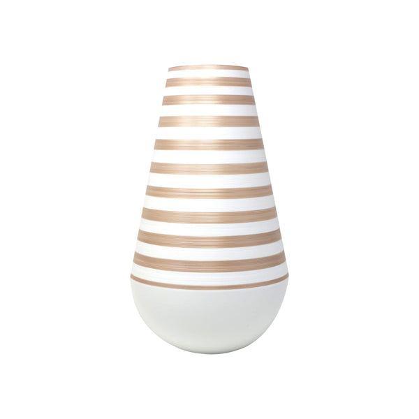 Jl Coquet HEMISPHERE Striped Metallic Pink - Large Vase - 16.9 in SKU: HEM6196BS0149