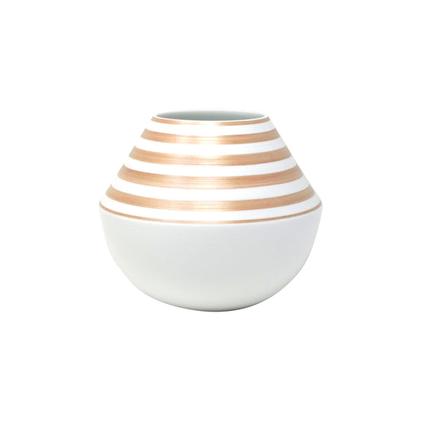Jl Coquet HEMISPHERE Striped Metallic Pink - Small Vase - 8.3 in SKU: HEM6207BS0149