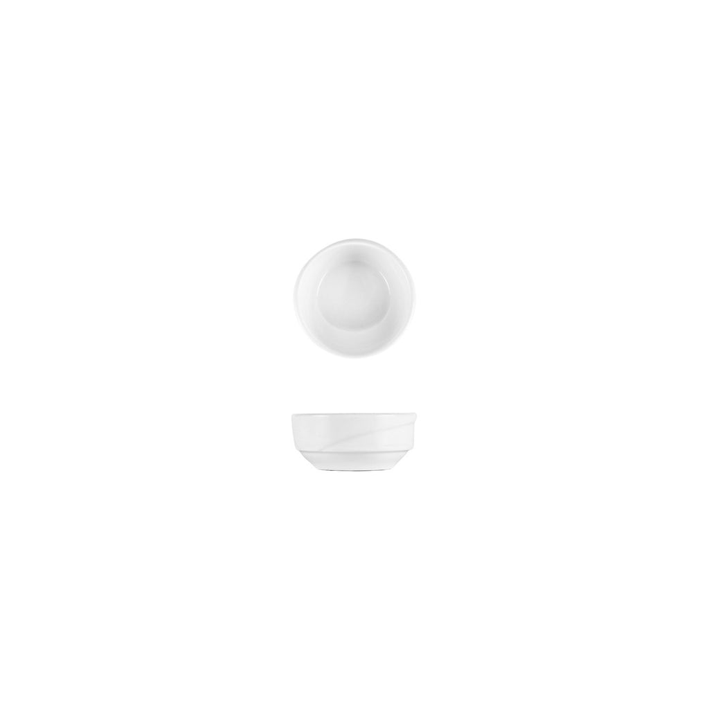 Turgla X-tanbul dia.3Inch  h:1.25Inch  3 oz. Round White Porcelain Bowl SKU: XT08JK00