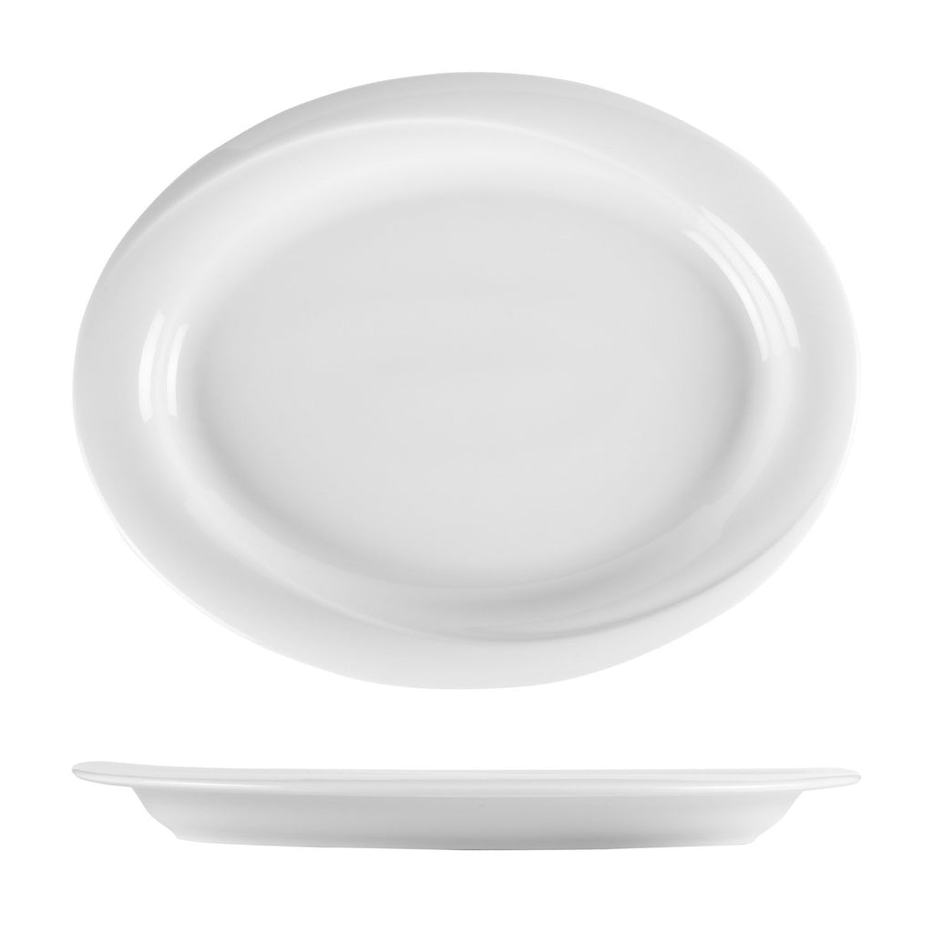 Turgla X-tanbul 15.25Inch  x 12Inch  x h:1.5Inch  Oval White Porcelain Platter SKU: XT39KY00