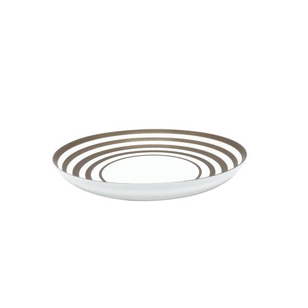 Jl Coquet HEMISPHERE Striped Metallic Grey - Pasta Plate - 9.4 in SKU: HEM1009BS0045