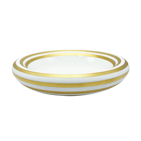 Jl Coquet HEMISPHERE Striped Gold - Bubble Soup Plate - 9.4 in SKU: HEM1088BSA055