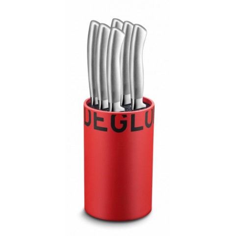 RED BLOCK WITH RODS – ORYX – 6 STEAK KNIVES