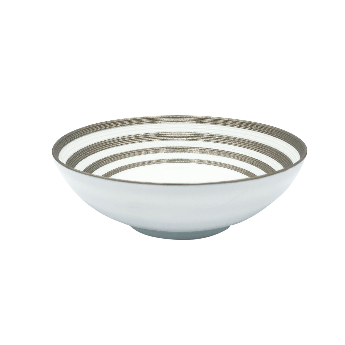 Jl Coquet HEMISPHERE Striped Platinum - Large Salad Bowl - 7.7 in SKU: HEM2013BSP028