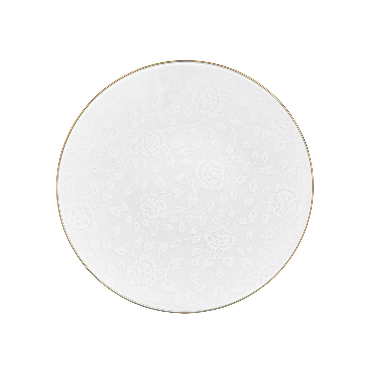 Jl Coquet White Thistles with Gold Trim - Flat Plate - 10.6 in SKU: AGO1034BBA013