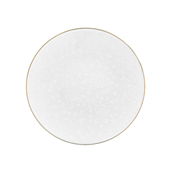 Jl Coquet White Thistles with Gold Trim - Flat Plate - 10.6 in SKU: AGO1034BBA013