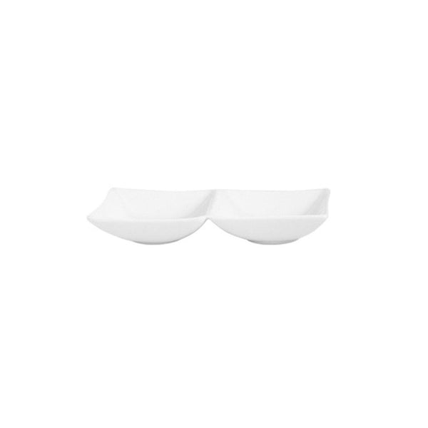 Turgla Hong Kong 6.5Inch  x 3.25Inch  Rectangular White Porcelain Sectional Plate SKU: HKG17X8ST00