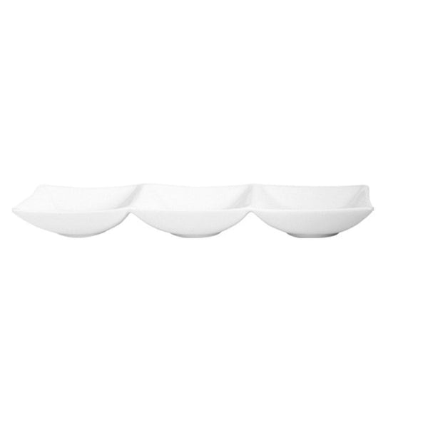 Turgla Hong Kong 9.75Inch  x 3Inch  Rectangular White Porcelain Sectional Plate SKU: HKG25X8ST00.