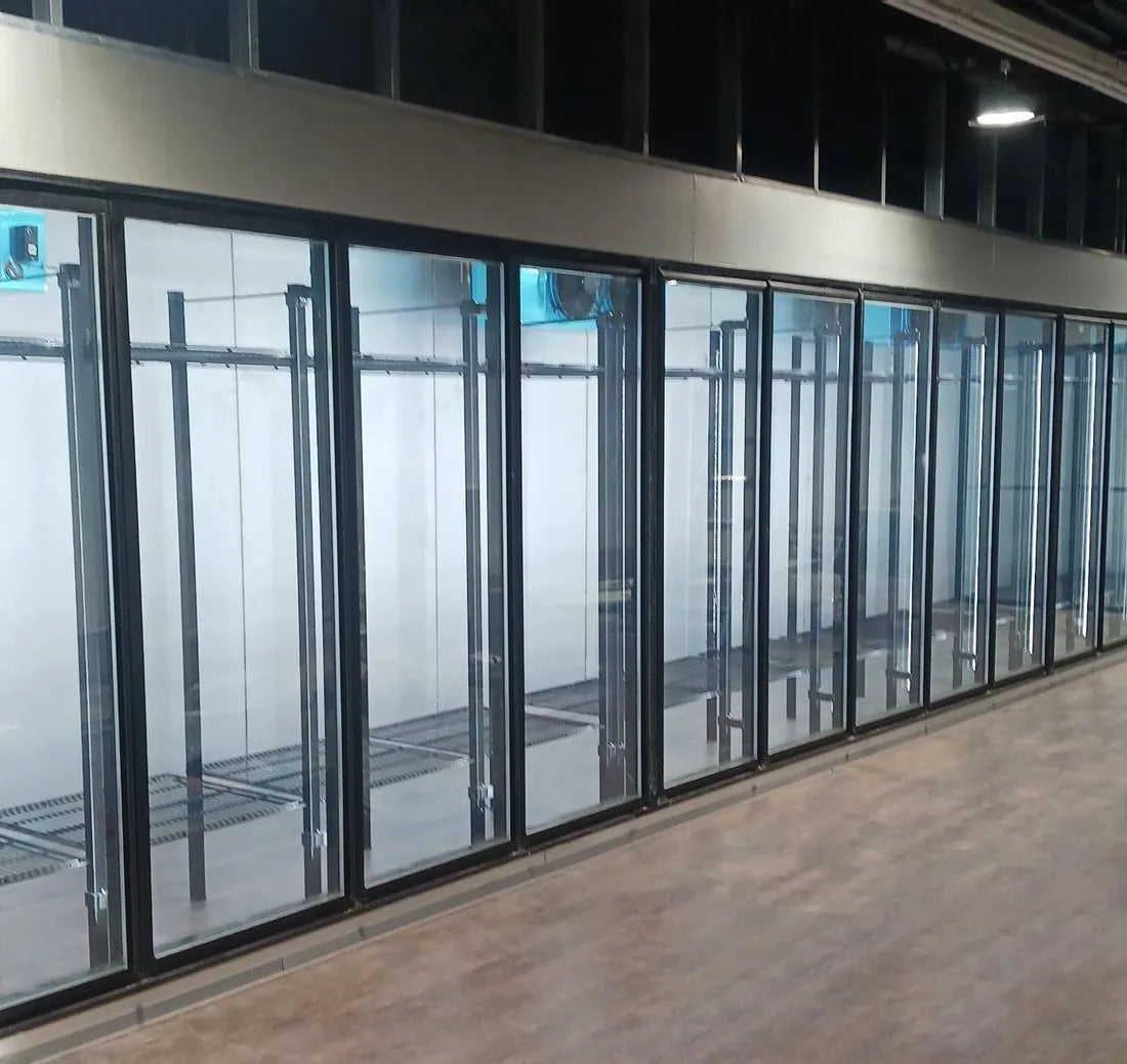Glass-door beverage box wall