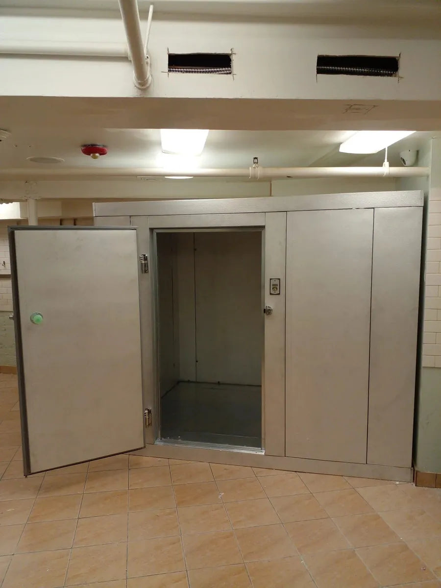 Walk-in cooler with the door open
