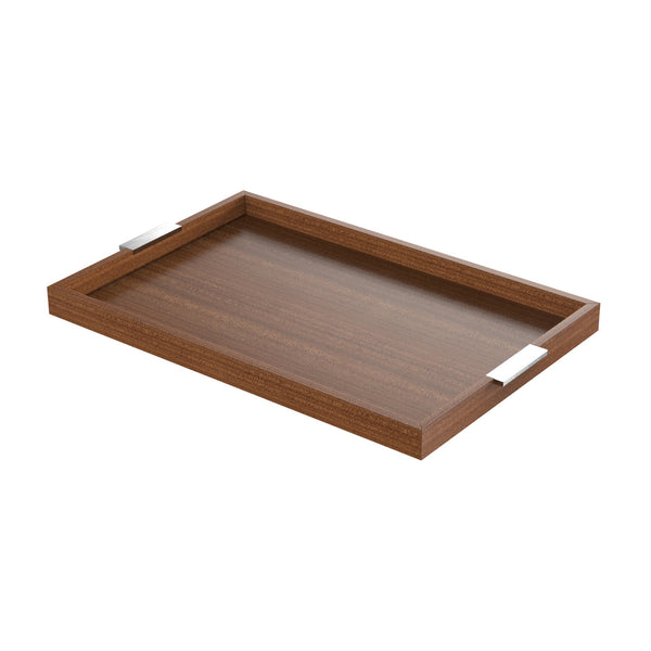 Mahogany Modern Tray with Steel Handles