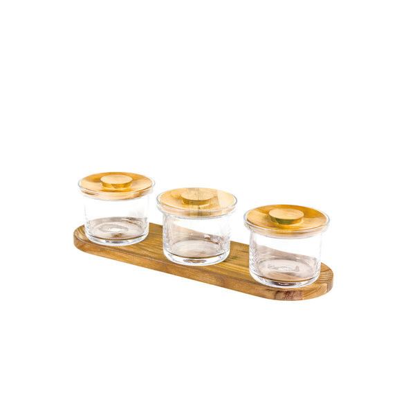 Tilt Oak Mini Glass Jar Set